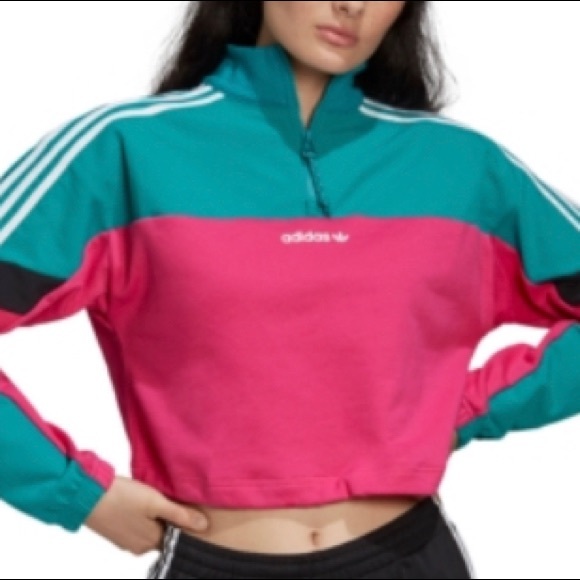 adidas Pants - Adidas sweatsuit with cropped quarter zip top and leggings